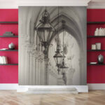 Wall murals Row of lanterns on a building