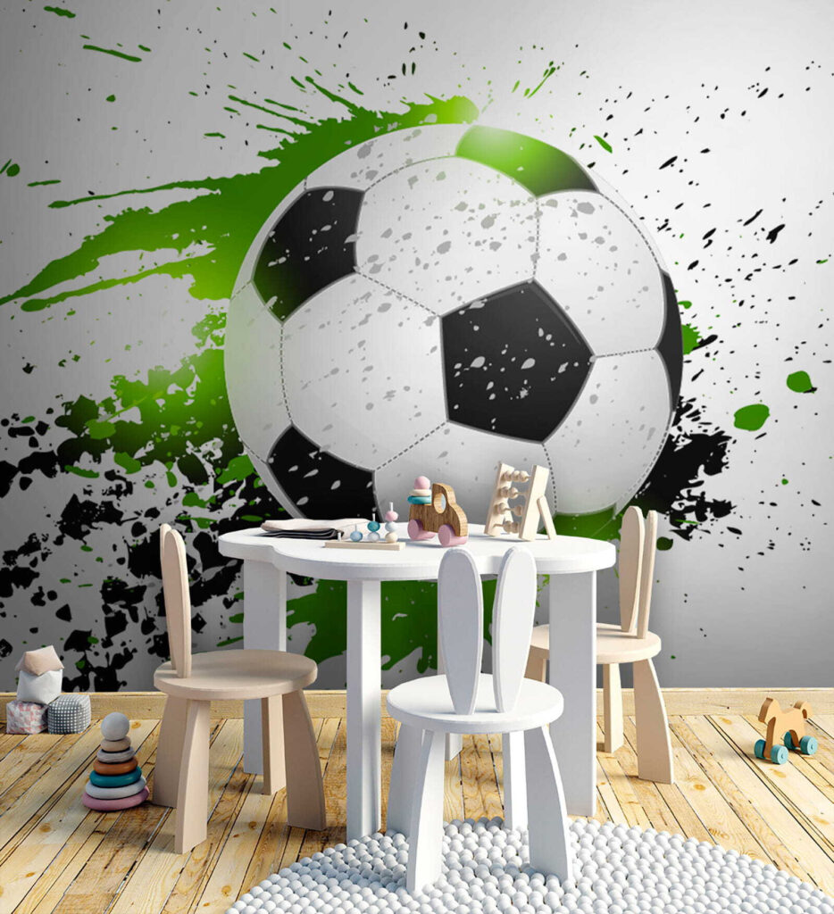 Football ball with splashes of paint