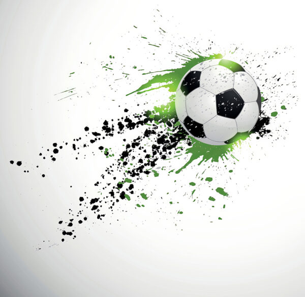 Football ball with splashes of paint