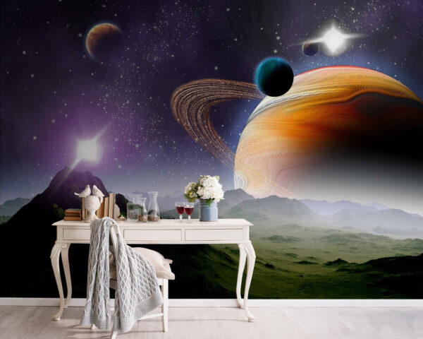 Planets and stars in space Planets and stars in space