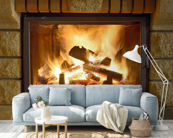 Fire in a fireplace Fire in a fireplace