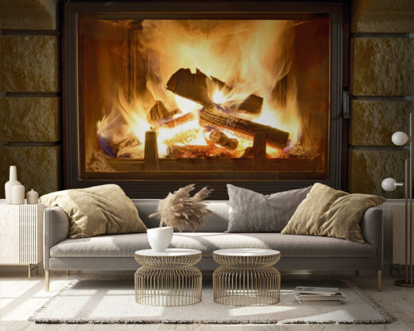 Fire in a fireplace Fire in a fireplace