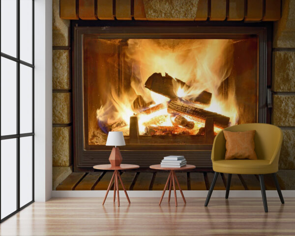 Fire in a fireplace Fire in a fireplace