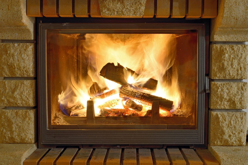 Fire in a fireplace Fire in a fireplace