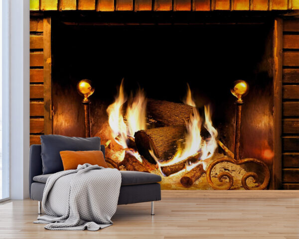 Fire in a fireplace Fire in a fireplace