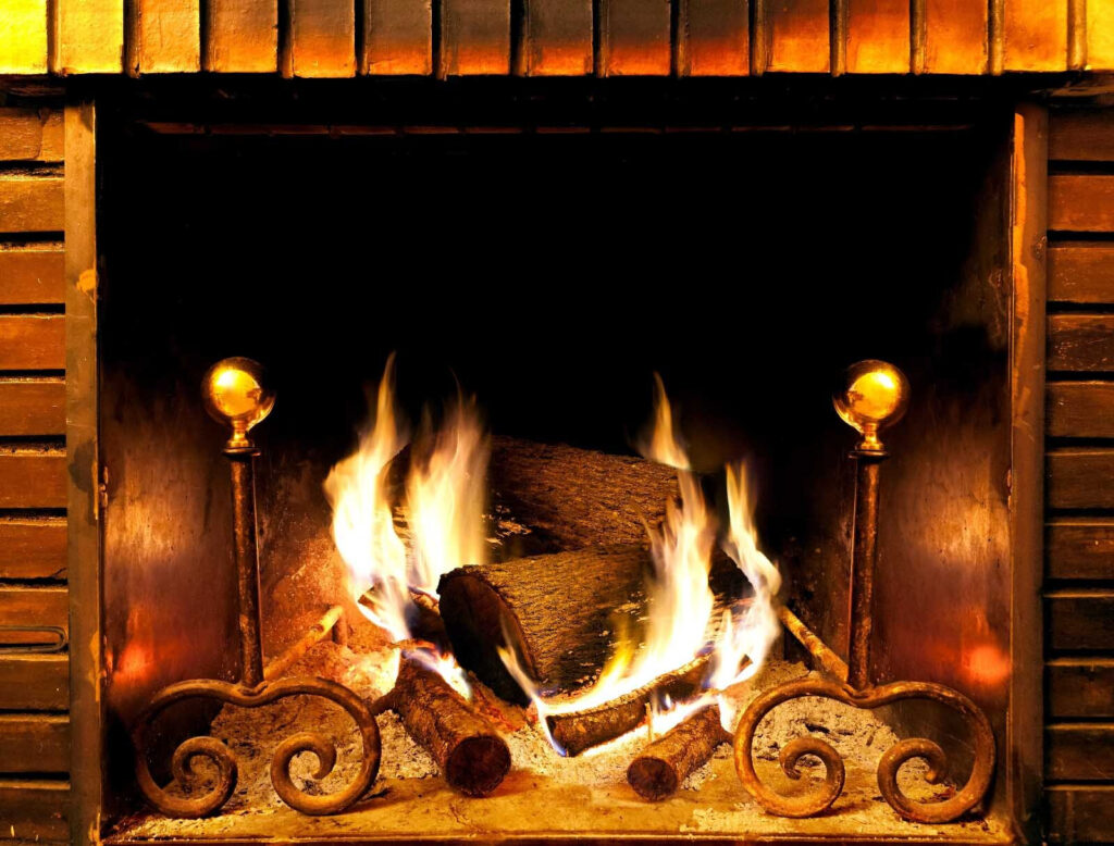 Fire in a fireplace Fire in a fireplace