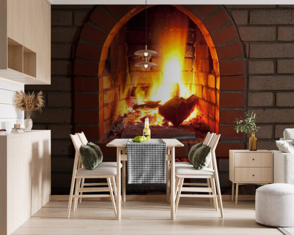 Fireplace with fire in it Fireplace with fire in it
