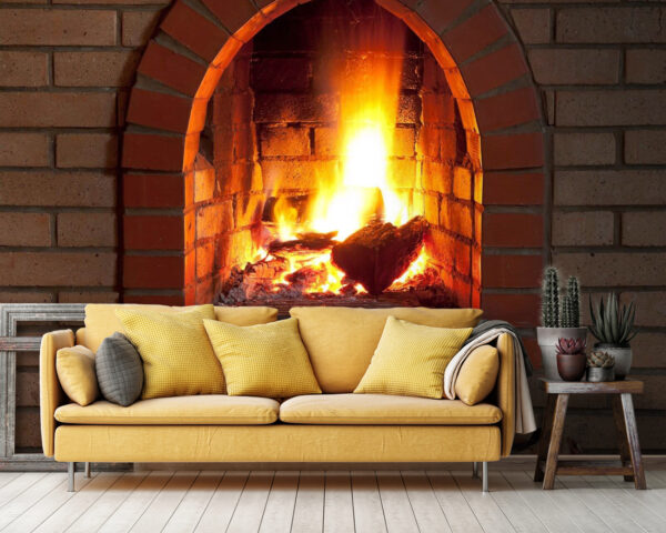 Fireplace with fire in it Fireplace with fire in it