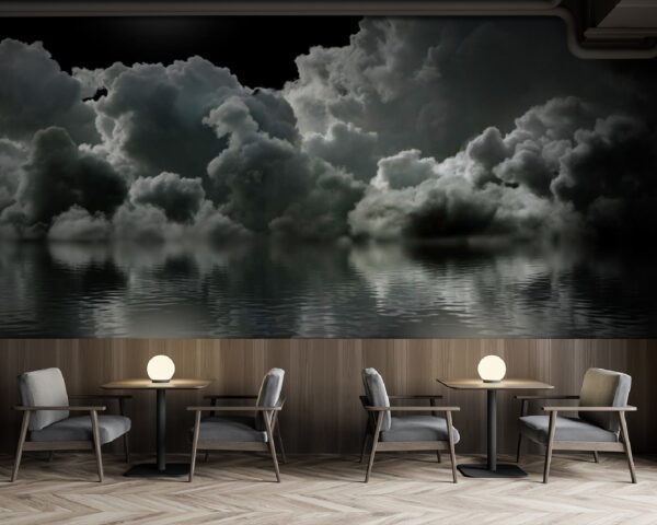 Moon over water with clouds and clouds Moon over water with clouds and clouds