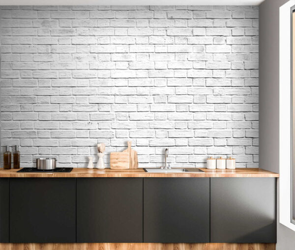 White brick wall with many small bricks White brick wall with many small bricks