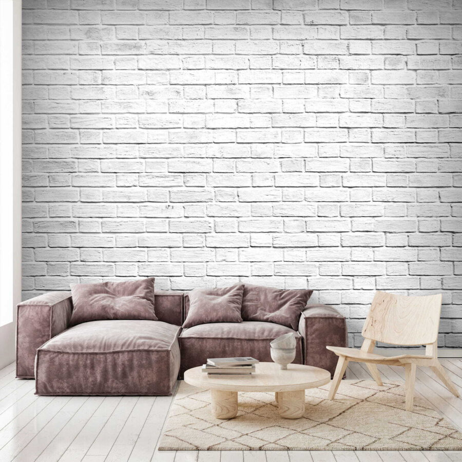 White brick wall with many small bricks