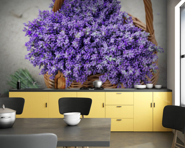 Basket of purple flowers Basket of purple flowers