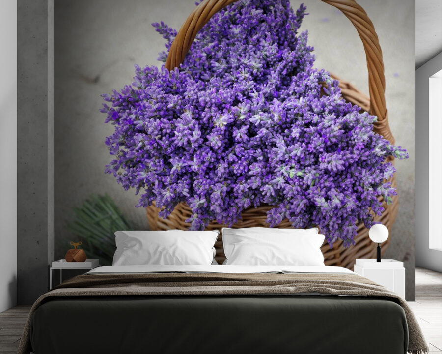 Basket of purple flowers