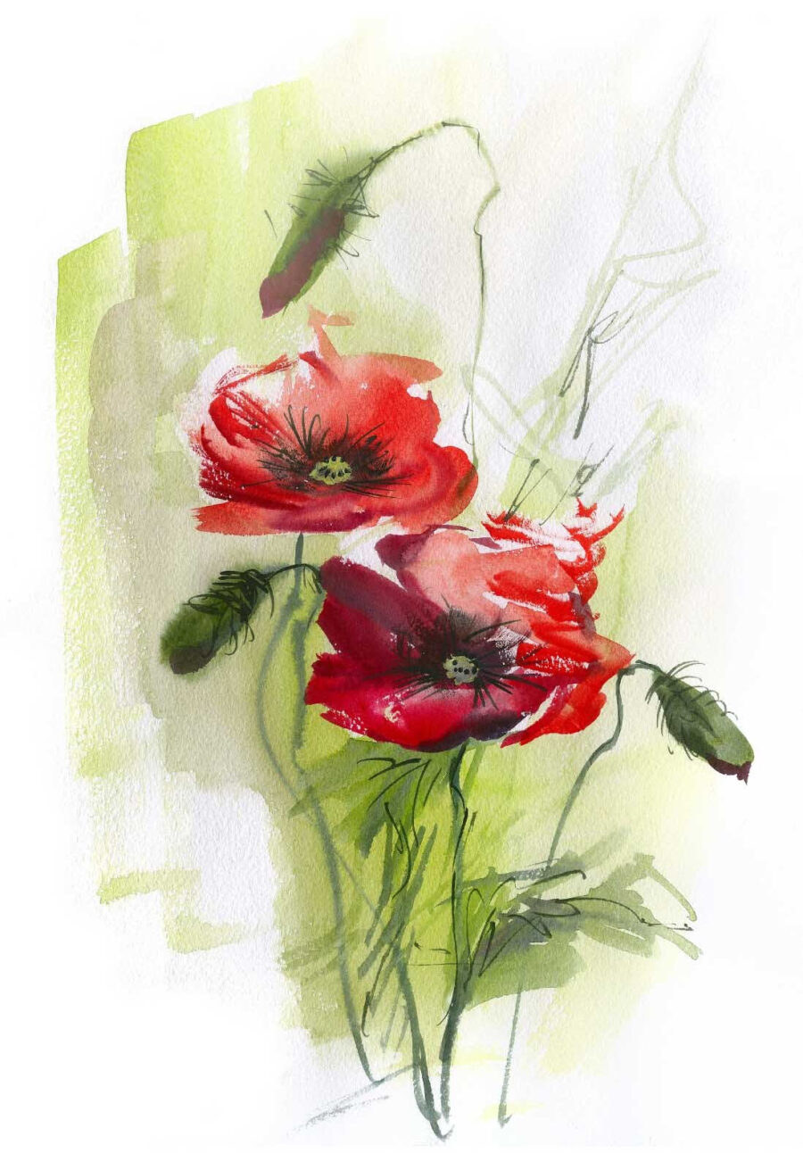 Painting of red flowers