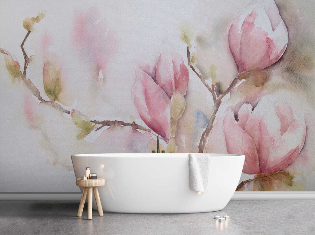 Watercolor painting of pink flowers