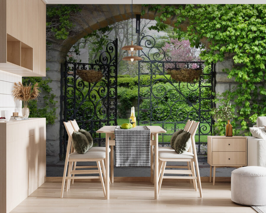 Gate with a stone arch and a green lawn u53418pik119 900x720 - Gate with a stone arch and a green lawn - tegory
