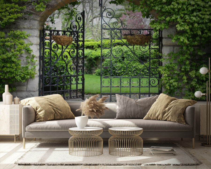Gate with a stone arch and a green lawn u53418pig9m 900x720 - Gate with a stone arch and a green lawn - tegory