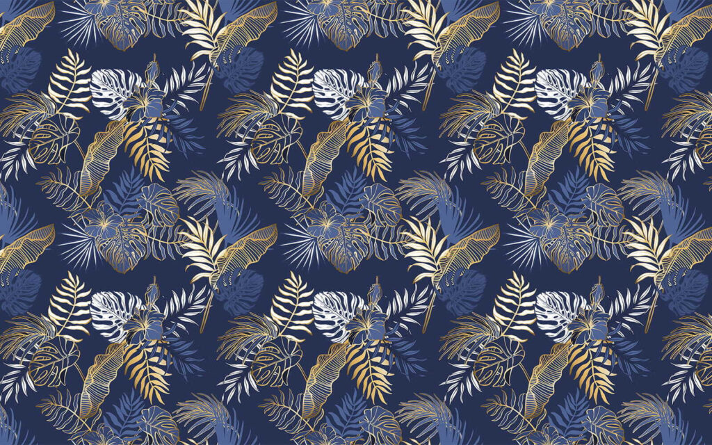 Pattern of leaves on a blue background Pattern of leaves on a blue background