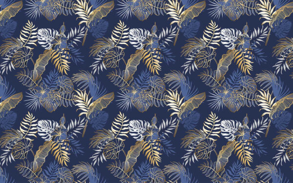 Pattern of leaves on a blue background Pattern of leaves on a blue background