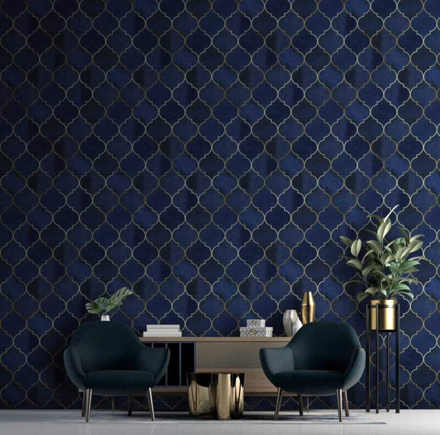 Wall murals Blue and white lattice pattern - Image 2