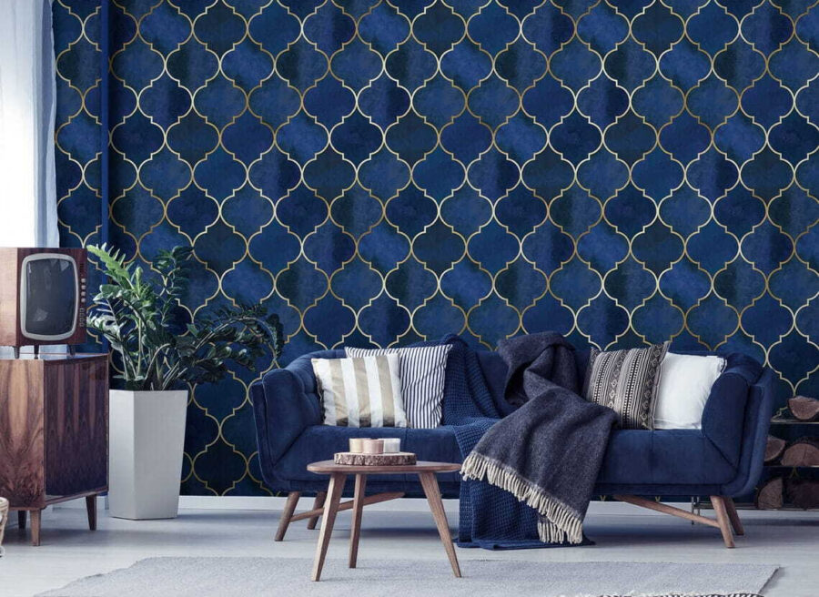 Wall murals Blue and white lattice pattern