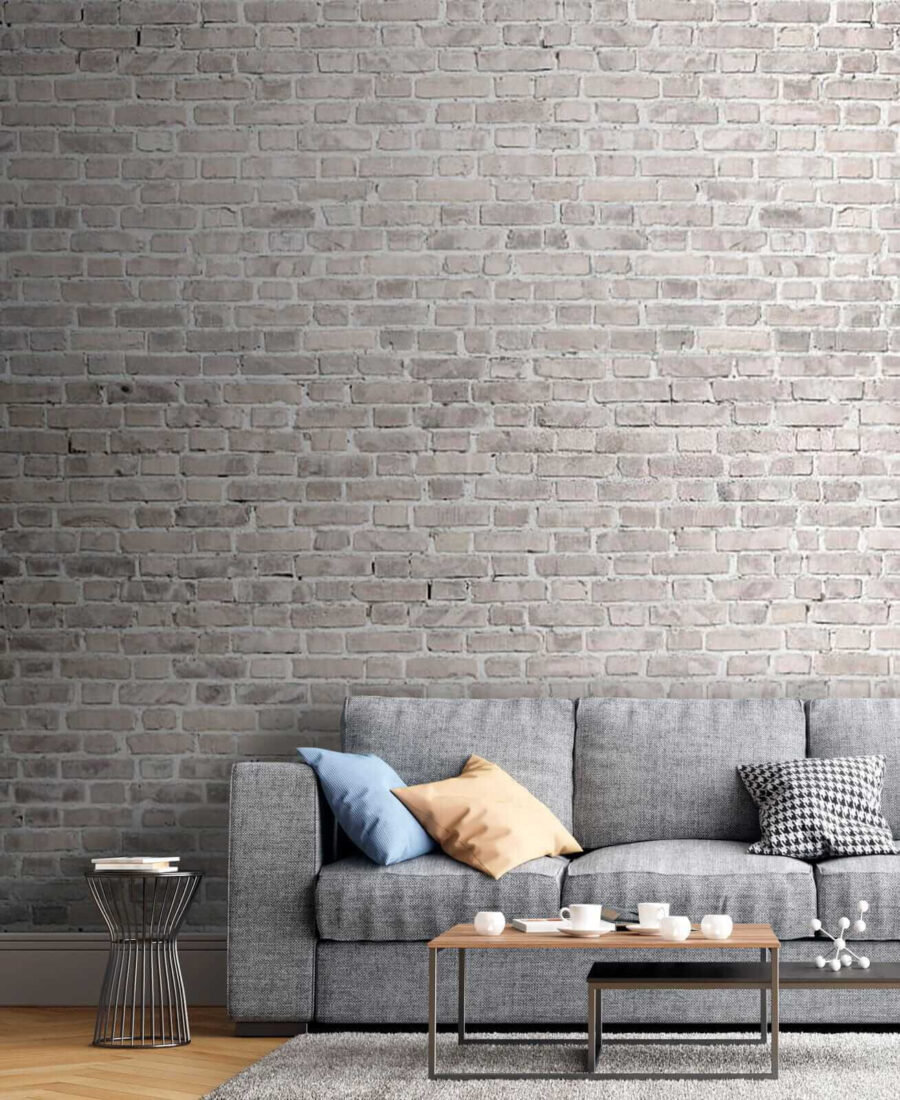 White brick wall with grey bricks