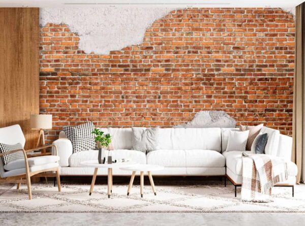 Brick wall with a white layer Brick wall with a white layer