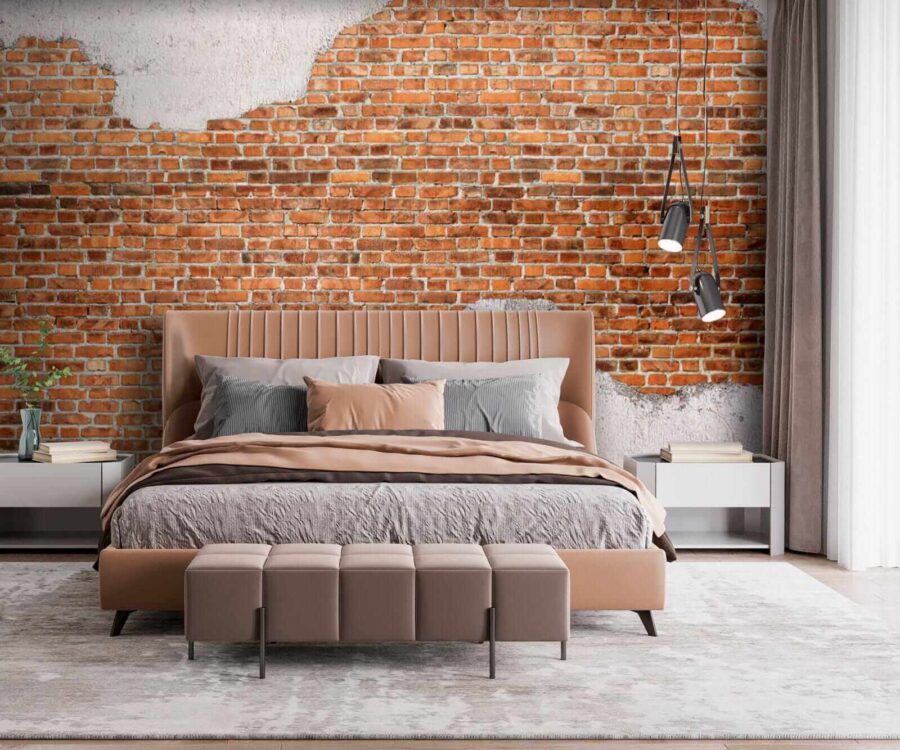 Brick wall with a white layer