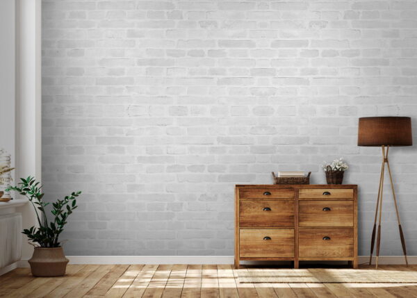 White brick wall with many rectangular bricks White brick wall with many rectangular bricks