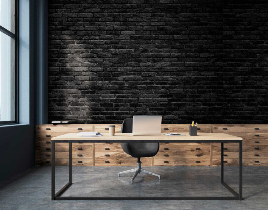 Wall murals Black brick wall with a white spot