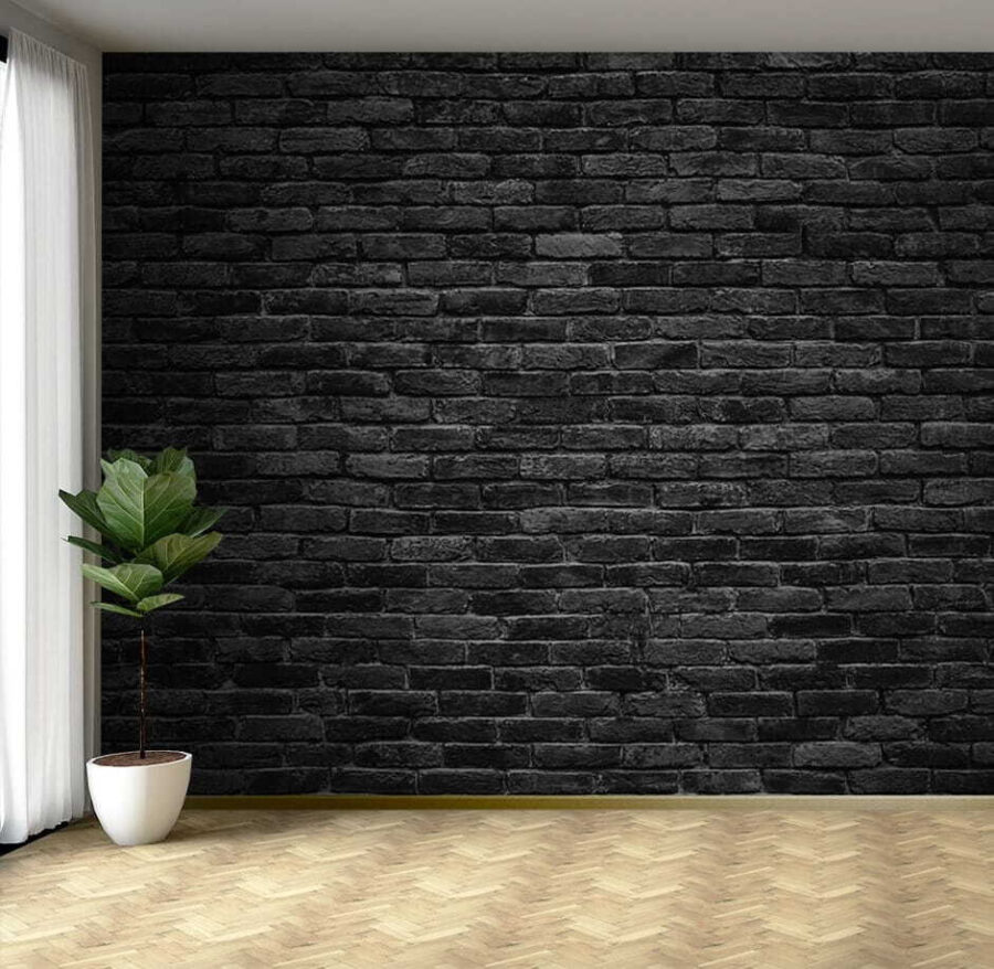 Wall murals Black brick wall with a white spot - Image 2