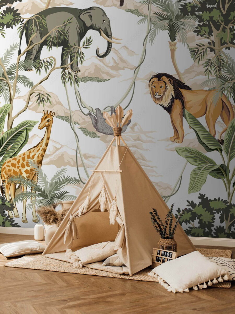 Wallpaper with animals and trees Wallpaper with animals and trees