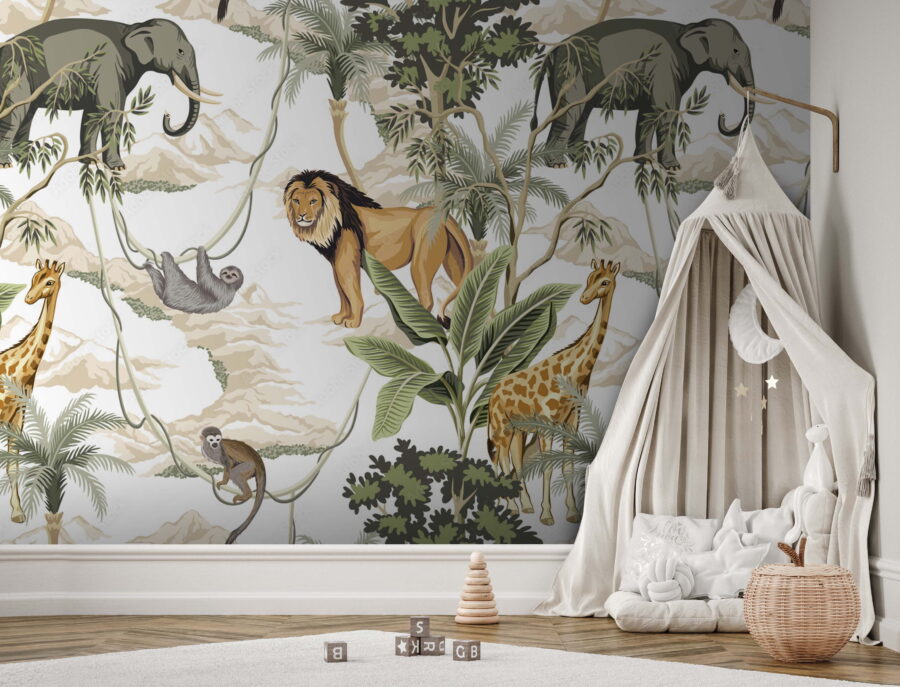 Wallpaper with animals and trees Wallpaper with animals and trees