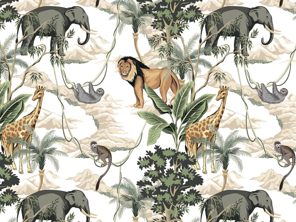 Wallpaper with animals and trees Wallpaper with animals and trees