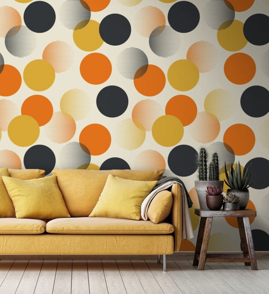 Pattern of orange and black circles