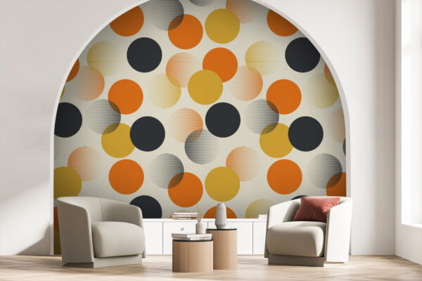 Pattern of orange and black circles Pattern of orange and black circles