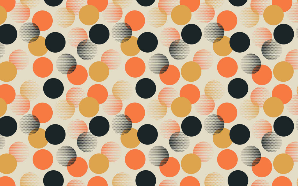 Pattern of orange and black circles Pattern of orange and black circles
