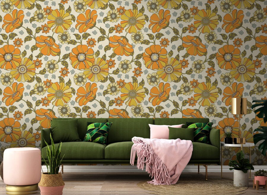 Wall murals Pattern of flowers and leaves