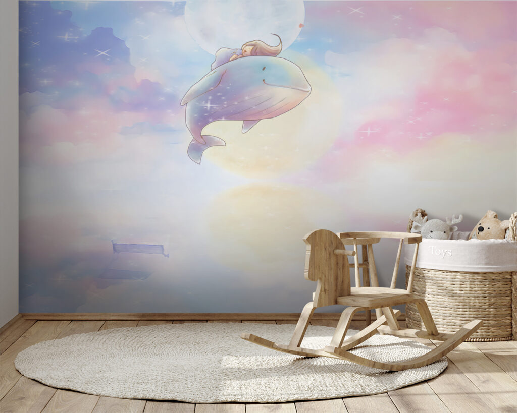 Cartoon of a girl riding a whale Cartoon of a girl riding a whale