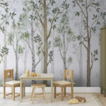 Wall murals Watercolor painting of trees and grass