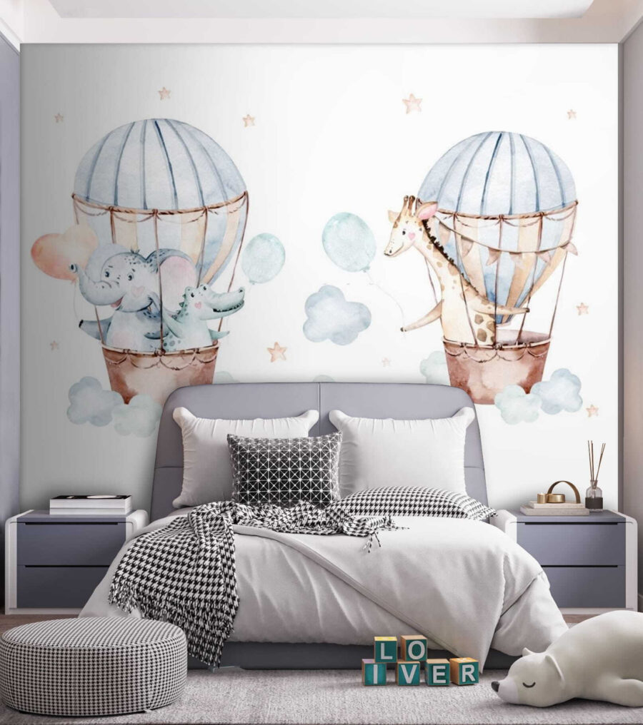 Couple of animals in hot air balloons