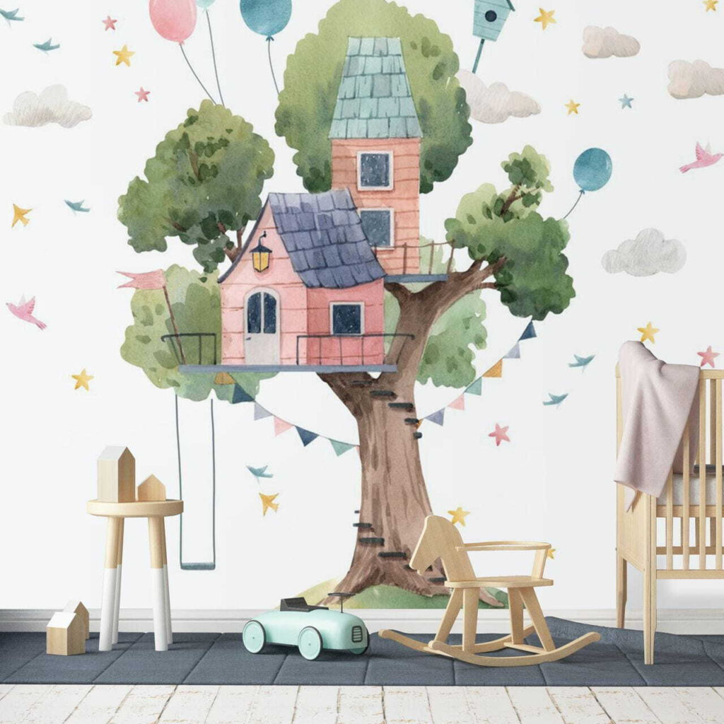 Watercolor painting of a tree house u51254pir2 1024x1024 - Watercolor painting of a tree house - tegory