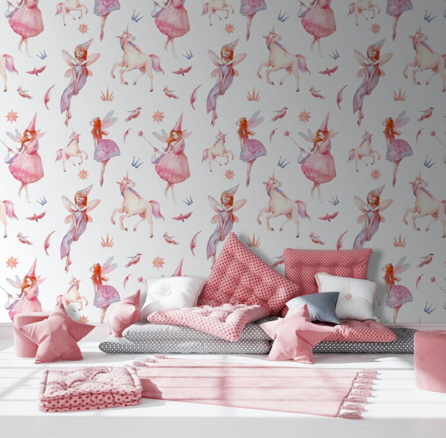Pattern of fairies and unicorns