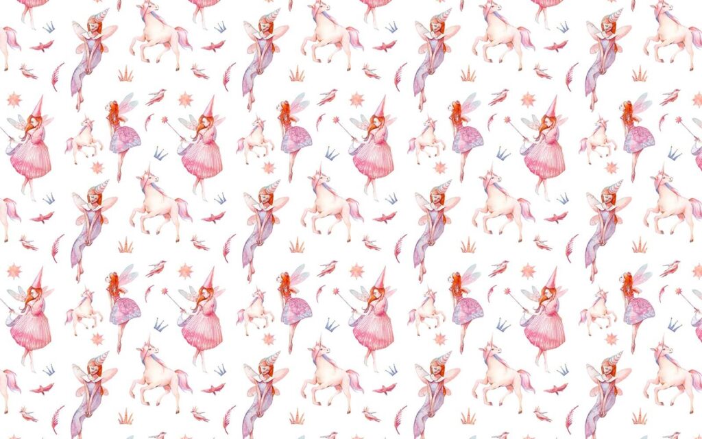 Pattern of fairies and unicorns Pattern of fairies and unicorns