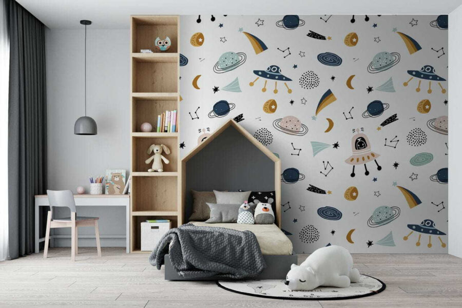 Pattern of cartoon objects