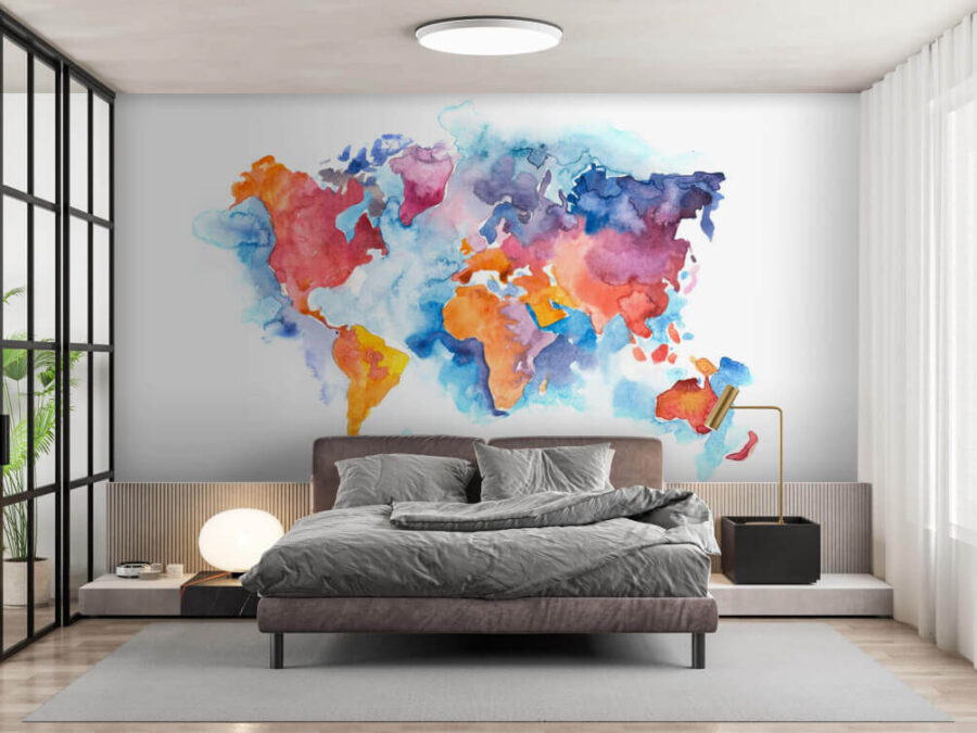 Wall murals Watercolor map of the world