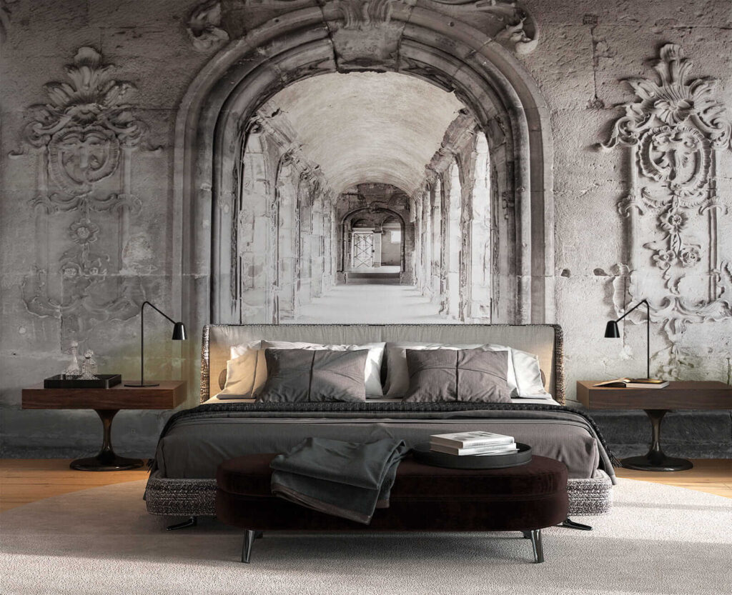 Stone archway with a stone wall Stone archway with a stone wall