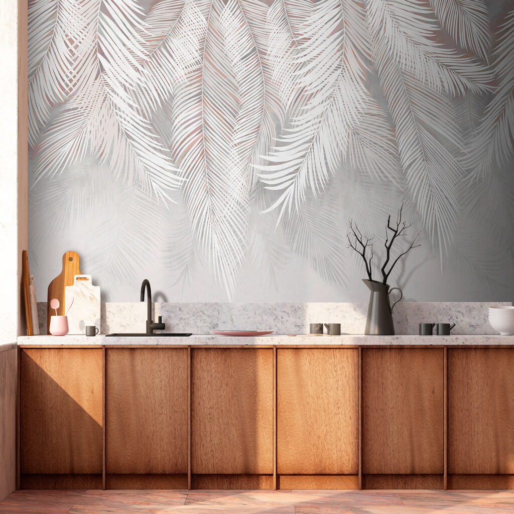 White leaves on a gray background