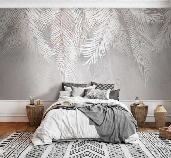 White leaves on a gray background