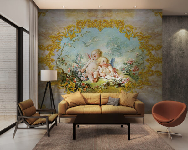 Painting of angels and flowers Painting of angels and flowers